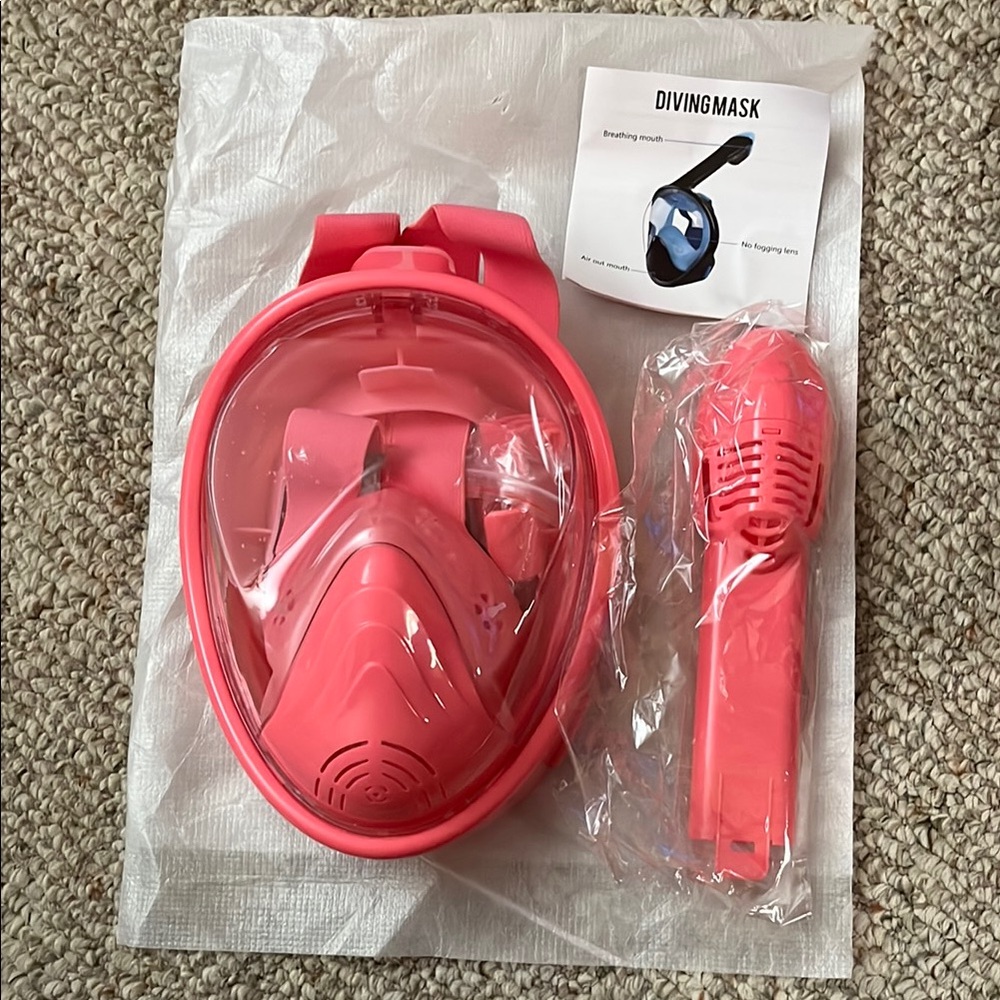 New Pink Full Face Snorkel Mask